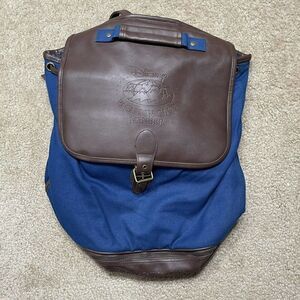 Disney Vacation Club Member Faux Leather Backpack Canvas Tote Bag Blue Brown
